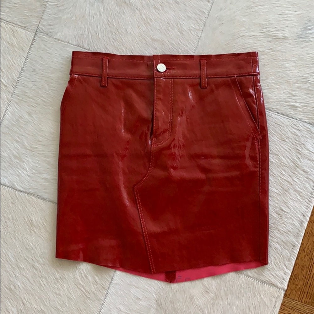 Patent mini skirt